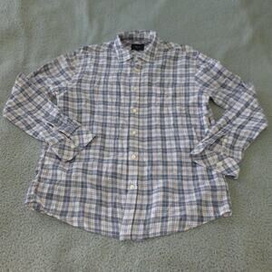Rails Shirt Mens Large Button Up Linen Blend Long Sleeve Plaid Gray Light Pink